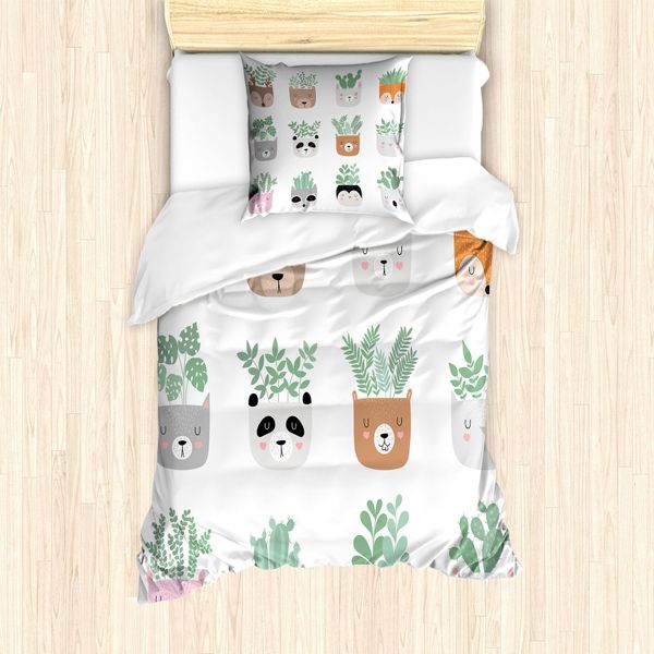 Abakuhaus Set Copripiumino Per Letto Singolo, Motivo Animali, Antiacaro, Adatto A Chi Soffre Di Allergie, Con Federa, 135 Cm X 200 Cm - 80 X 80 Cm, Multicolore-image