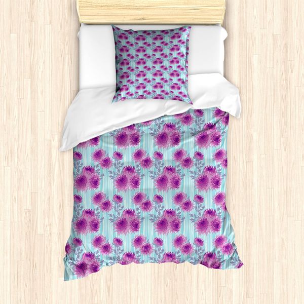 Abakuhaus Set Copripiumino Per Letto Singolo, Crisantemi Primaverili, Antiacaro, Adatto A Chi Soffre Di Allergie, Con Federa, 135 Cm X 200 Cm - 80 X 80 Cm, Multicolore-image
