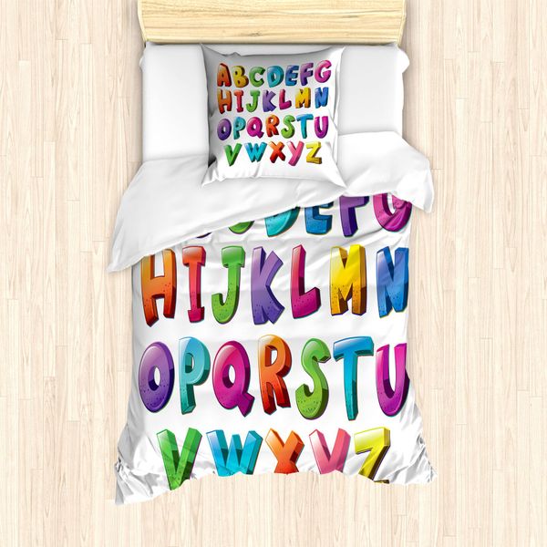 Abakuhaus Set Copripiumino Per Letto Singolo, Colori Sfumati Graffiti, Antiacaro, Adatto A Chi Soffre Di Allergie, Con Federa, 135 Cm X 200 Cm - 80 X 80 Cm, Blu Azzurro, Blu Cielo Scuro-image