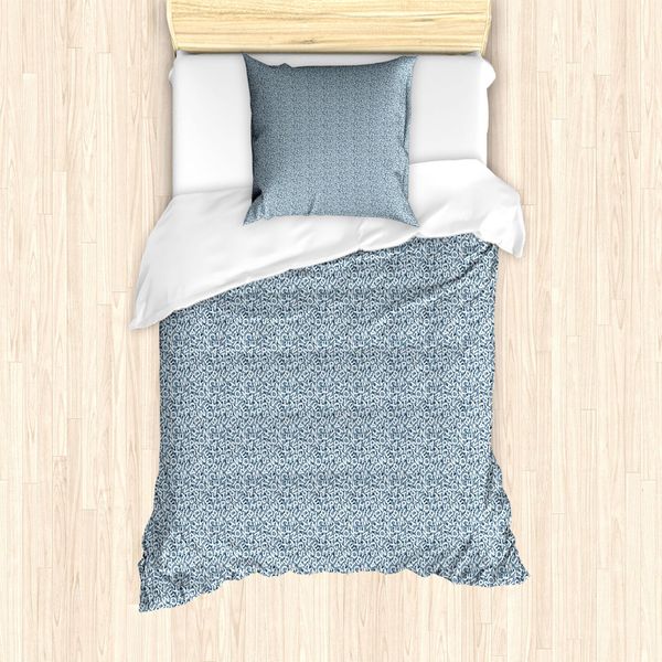 Abakuhaus Set Copripiumino Per Letto Singolo, Tonalità Blu Jumble Letters, Antiacaro, Adatto A Chi Soffre Di Allergie, Con Federa, 135 Cm X 200 Cm - 80 X 80 Cm, Blu, Grigio, Azzurro-image