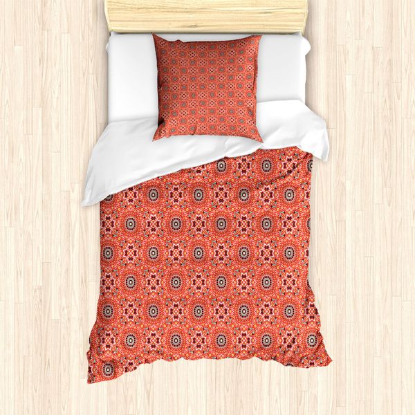 Set Copripiumino Abakuhaus Boho Per Letti Singoli, Motivo Talavera Inspire, Antiacaro, Adatto A Chi Soffre Di Allergie, Con Federa, 135 Cm X 200 Cm - 80 X 80 Cm, Burnt Sienna Seafoam-image