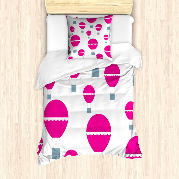 Abakuhaus Set Copripiumino Per Letto Singolo, Motivo Monocromatico A Mosche, Antiacaro, Adatto A Chi Soffre Di Allergie, Con Federa, 135 Cm X 200 Cm - 80 X 80 Cm, Magenta Pallido-Blu Ardesia-image