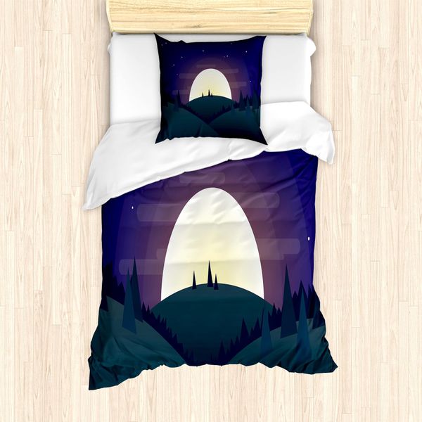 Abakuhaus Set Copripiumino A Mezzaluna Per Letti Singoli, Cielo Stellato Notturno, Antiacaro, Adatto A Chi Soffre Di Allergie, Con Federa, 135 Cm X 200 Cm - 80 X 80 Cm, Multicolore-image
