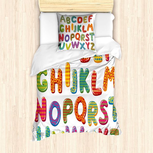 Abakuhaus Set Copripiumino Per Letto Singolo, Divertenti Motivi Con Scritte, Antiacaro, Adatto A Chi Soffre Di Allergie, Con Federa, 135 Cm X 200 Cm - 80 X 80 Cm, Multicolore-image