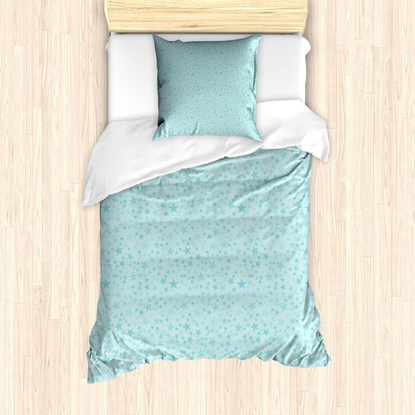 Abakuhaus Set Copripiumino Pastello Per Letti Singoli, Stelle Irregolari Creative, Antiacaro, Adatto A Chi Soffre Di Allergie, Con Federa, 135 Cm X 200 Cm - 80 X 80 Cm, Pale Seafoam Azzurro Pallido-image