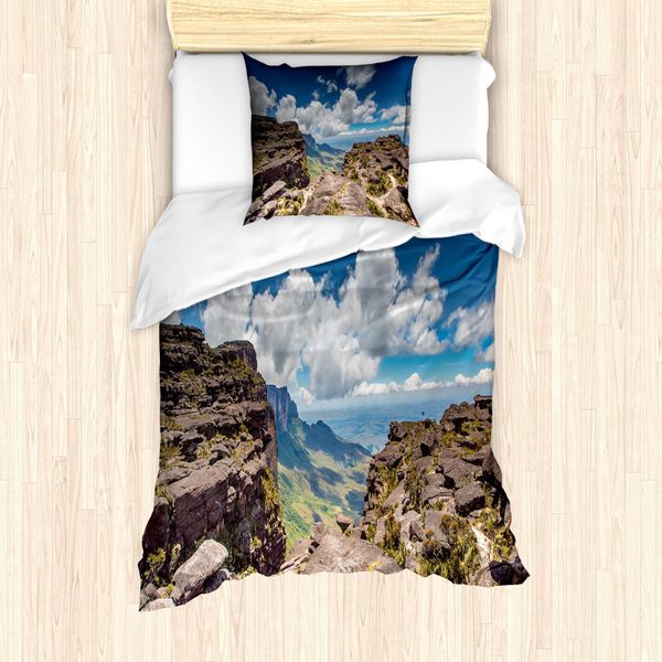 Abakuhaus Venezuela Set Copripiumino Per Letti Singoli, Alta Scena Di Roraima, Antiacaro Adatto A Chi Soffre Di Allergie Con Federa, 135 Cm X 200 Cm - 80 X 80 Cm, Blu Cielo Scuro Multicolore-image
