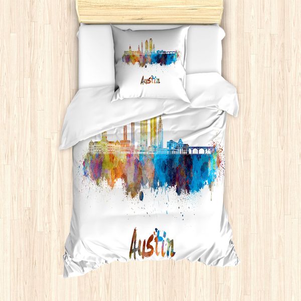 Abakuhaus Set Copripiumino Austin Per Letti Singoli, Macchie Di Colore Tipografiche, Antiacaro, Adatto A Chi Soffre Di Allergie, Con Federa, 135 Cm X 200 Cm - 80 X 80 Cm, Multicolore-image