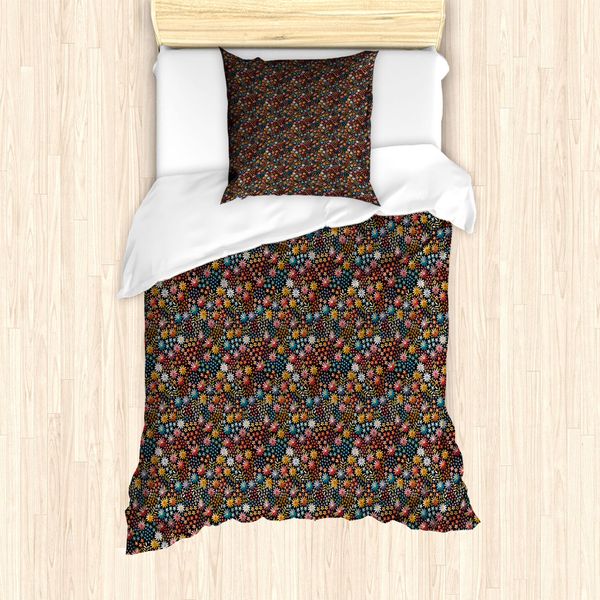 Abakuhaus Set Copripiumino Per Letti Singoli, Motivi Floreali Nostalgici, Antiacaro, Adatto A Chi Soffre Di Allergie, Con Federa, 135 Cm X 200 Cm - 80 X 80 Cm, Multicolore-image
