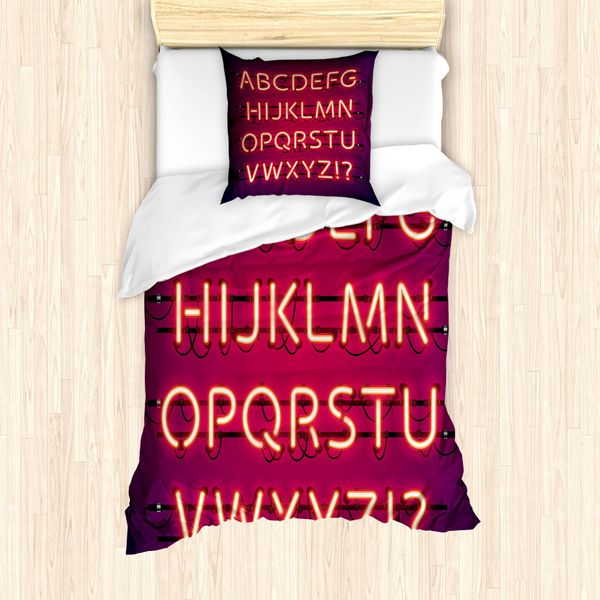 Abakuhaus Set Copripiumino Per Letto Singolo, Lettere Moderne, Antiacaro, Adatto A Chi Soffre Di Allergie, Con Federa, 135 Cm X 200 Cm - 80 X 80 Cm, Prugna Lampone-image