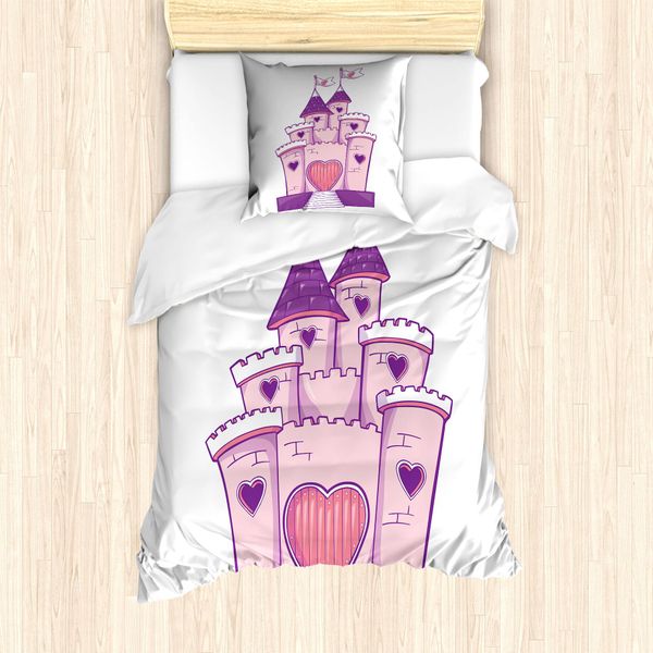 Abakuhaus Set Copripiumino Per Letto Singolo, FröHlich Dreamy Festung, Antiacaro, Adatto A Chi Soffre Di Allergie, Con Federa, 135 Cm X 200 Cm - 80 X 80 Cm, Rosa Pallido-image