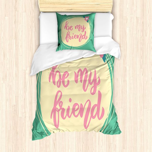 Abakuhaus Set Copripiumino Best Friend Per Letti Singoli, Motivo Floreale Rotondo, Antiacaro, Adatto A Chi Soffre Di Allergie, Con Federa, 135 Cm X 200 Cm - 80 X 80 Cm, Giallo Pallido Rosa Pastello-image