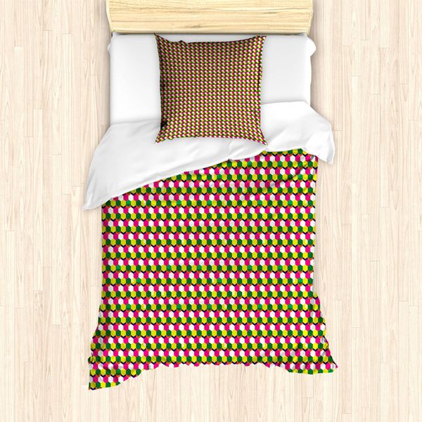 Abakuhaus Set Copripiumino Astratto Per Letti Singoli, Motivo Esagonale Ripetuto, Antiacaro, Adatto A Chi Soffre Di Allergie, Con Federa, 135 Cm X 200 Cm - 80 X 80 Cm, Multicolore-image