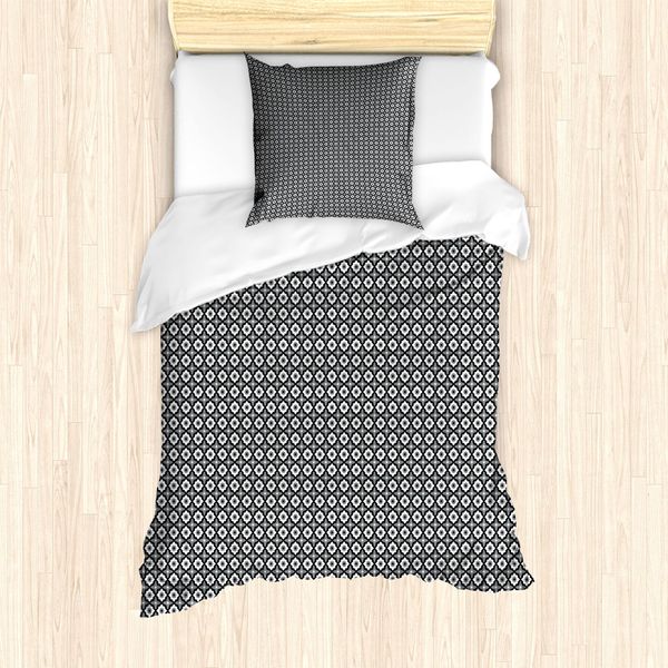 Abakuhaus Set Copripiumino Quatrefoil Per Letti Singoli, Motivo Floreale Classico, Antiacaro, Adatto A Chi Soffre Di Allergie, Con Federa, 135 Cm X 200 Cm - 80 X 80 Cm, Grigio Antracite-image