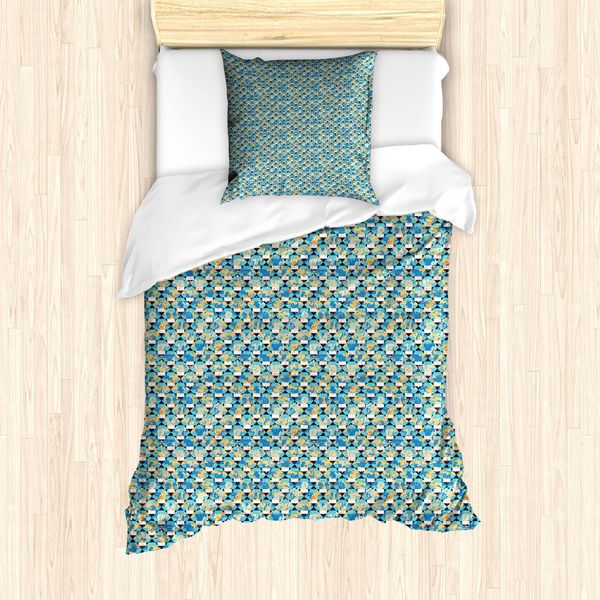 Abakuhaus Set Copripiumino Per Letti Singoli, Spruzzi Acquerellati Grunge, Antiacaro, Adatto A Chi Soffre Di Allergie, Con Federa, 135 Cm X 200 Cm - 80 X 80 Cm, Multicolore-image
