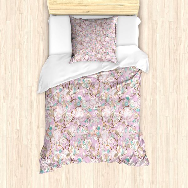 Abakuhaus Set Copripiumino Jacobean Per Letti Singoli, Naturale, Antiacaro, Adatto A Chi Soffre Di Allergie, Con Federa, 135 Cm X 200 Cm - 80 X 80 Cm, Pale Mauve Multicolor-image