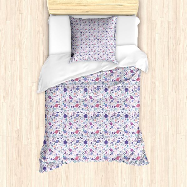 Abakuhaus Set Copripiumino Per Letti Singoli, Articolo Planets Himmel, Antiacaro, Adatto A Chi Soffre Di Allergie, Con Federa, 135 Cm X 200 Cm - 80 X 80 Cm, Multicolore-image