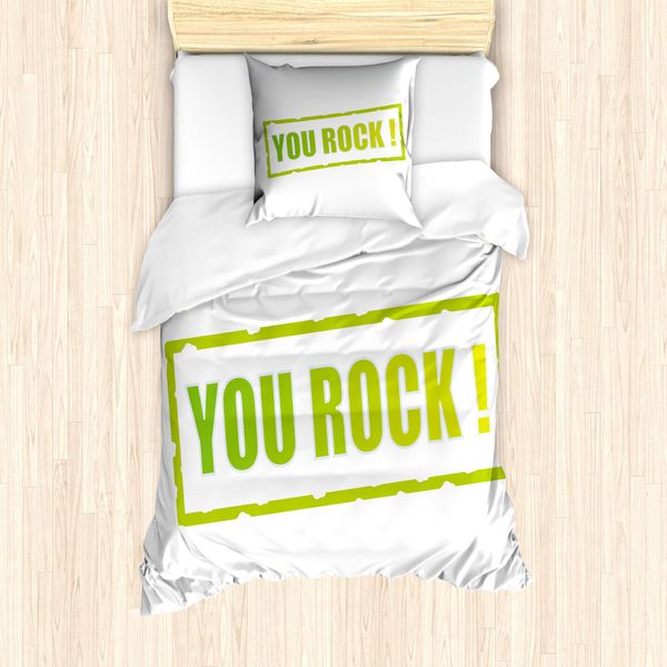Abakuhausie Schaukeln Set Copripiumino Per Letti Singoli, Motivo Motivazionale, Antiacaro, Adatto A Chi Soffre Di Allergie, Con Federa, 135 Cm X 200 Cm - 80 X 80 Cm, Verde Mela Verde Linda-image