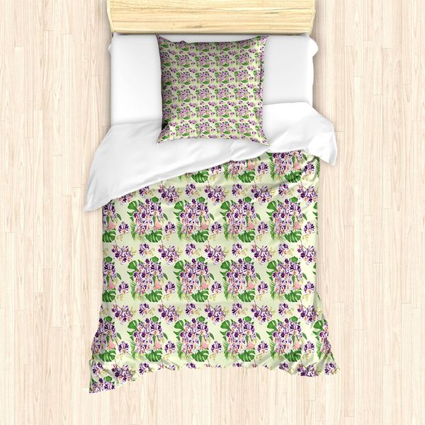 Abakuhaus Set Copripiumino Per Letto Singolo Philodendron, Motivo Spotted Orchid, Antiacaro E Anallergico, Con Federa, 135 Cm X 200 Cm - 80 X 80 Cm, Multicolore-image