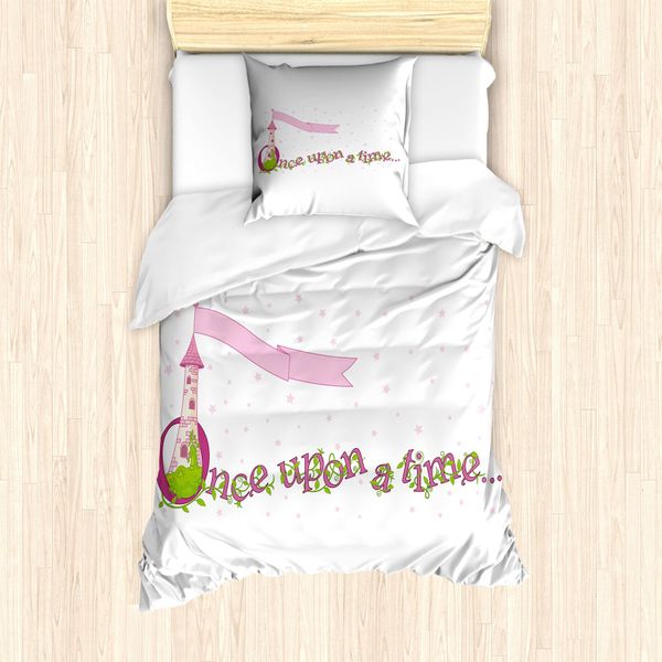 Abakuhaus Set Copripiumino Per Letto Singolo, Onceonceonce, Antiacaro, Adatto A Chi Soffre Di Allergie, Con Federa, 135 Cm X 200 Cm - 80 X 80 Cm, Rosa Baby E Verde Chiaro-image