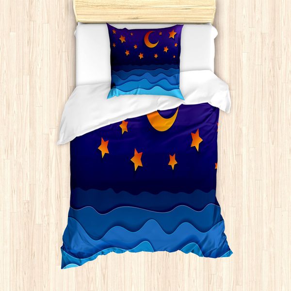 Abakuhaus Set Copripiumino Nottocean Per Letti Singoli, Stile Carta Ritagliata, Anti-Acari, Adatto A Chi Soffre Di Allergie, Con Federa, 135 Cm X 200 Cm - 80 X 80 Cm, Quarzo E Multicolore-image