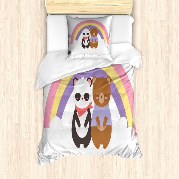 Abakuhaus Set Copripiumino Per Letto Singolo, Disegno Con Nuvole, Antiacaro, Adatto A Chi Soffre Di Allergie, Con Federa, 135 Cm X 200 Cm - 80 X 80 Cm, Multicolore-image