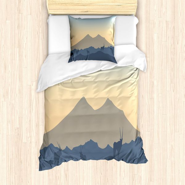 Abakuhaus Set Copripiumino Per Letto Singolo Antilope, Hills Con Open Sky Kunst, Antiacaro, Adatto A Chi Soffre Di Allergie, Con Federa, 135 Cm X 200 Cm - 80 X 80 Cm, Multicolore-image