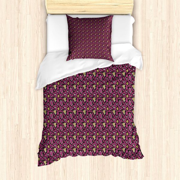Abakuhaus Set Copripiumino Con Stampa Serpente Per Letti Singoli, Wild Animal Art, Antiacaro, Adatto A Chi Soffre Di Allergie, Con Federa, 135 Cm X 200 Cm - 80 X 80 Cm, Senape Magenta Scuro-image