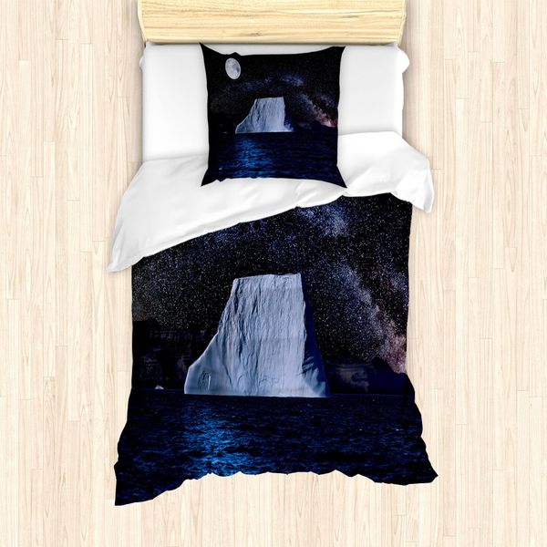 Abakuhaus Set Copripiumino Nottocean Per Letti Singoli, Eisberg Reflexion Himmel, Antiacaro, Adatto A Chi Soffre Di Allergie, Con Federa, 135 Cm X 200 Cm - 80 X 80 Cm, Skyblue Multicolor-image