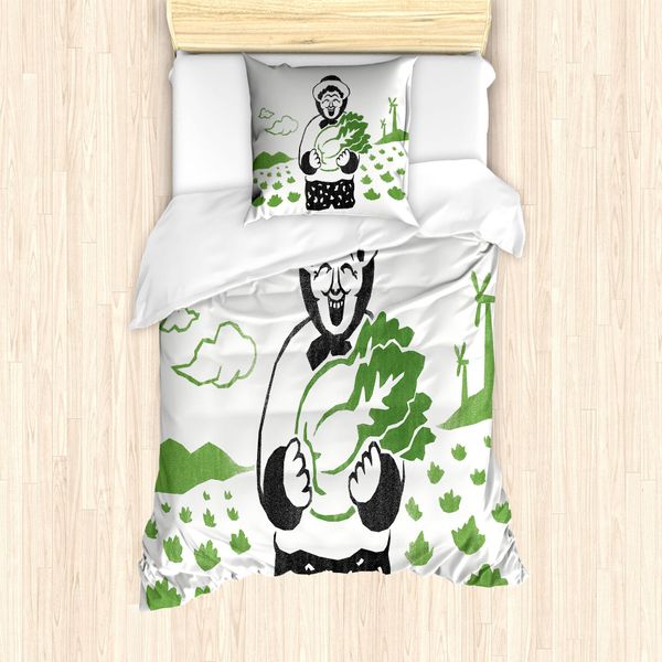 Abakuhaus Set Copripiumino Per Letto Singolo, GäRtner-Holding-Kohl, Antiacaro, Adatto A Chi Soffre Di Allergie, Con Federa, 135 Cm X 200 Cm - 80 X 80 Cm, Verde Felce Grigio Scuro-image