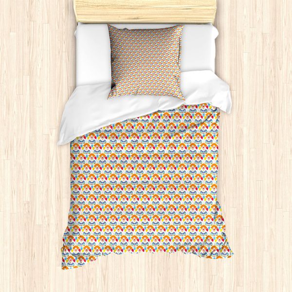 Abakuhaus Set Copripiumino Per Letto Singolo Clown, Sorriso Bizzarro Intrattenitore, Antiacaro, Adatto A Chi Soffre Di Allergie, Con Federa, 135 Cm X 200 Cm - 80 X 80 Cm, Multicolore-image