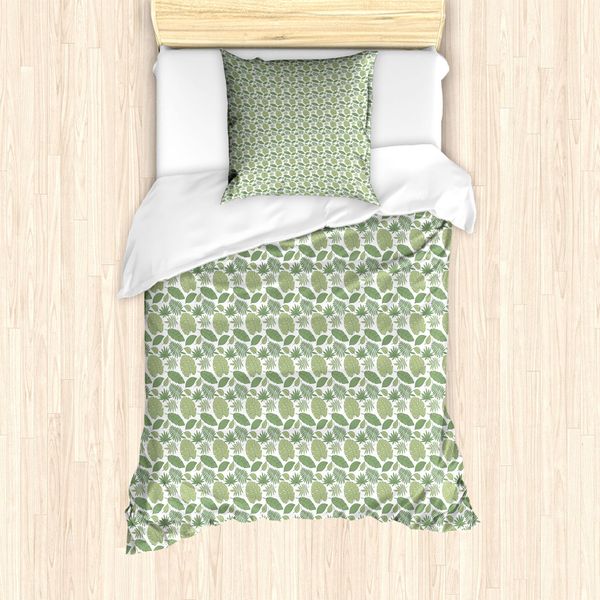 Abakuhaus Set Copripiumino Per Letto Singolo Philodendron, Foglie Della Giungla Botaniche, Antiacaro, Adatto A Chi Soffre Di Allergie, Con Federa, 135 Cm X 200 Cm - 80 X 80 Cm, Verde Pavone-image