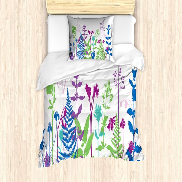 Abakuhaus Set Copripiumino Per Letti Singoli Con Motivi Floreali, Botanica Colorata, Antiacaro, Adatto A Chi Soffre Di Allergie, Con Federa, 135 Cm X 200 Cm - 80 X 80 Cm, Multicolore-image