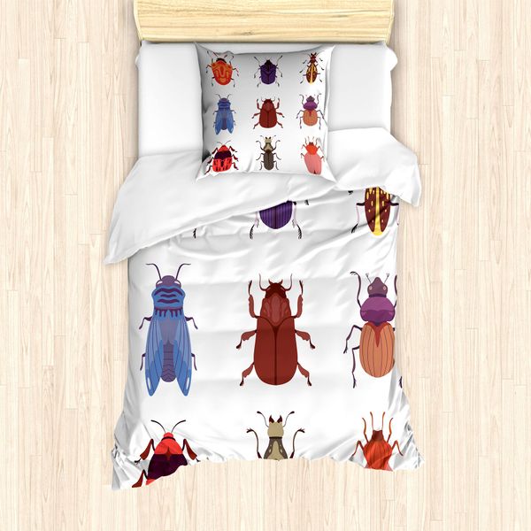 Abakuhaus Set Copripiumino Per Letti Singoli, Diversi Modelli Creeping, Antiacaro, Adatto A Chi Soffre Di Allergie, Con Federa, 135 Cm X 200 Cm - 80 X 80 Cm, Multicolore-image