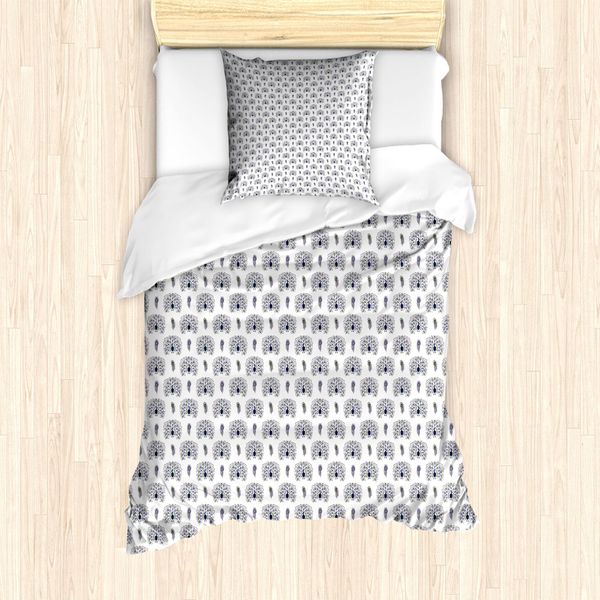 Abakuhaus Set Copripiumino Peacock Per Letti Singoli, Motivo Boho Con Uccelli, Antiacaro, Adatto A Chi Soffre Di Allergie, Con Federa, 135 Cm X 200 Cm - 80 X 80 Cm, Indaco Multicolore-image