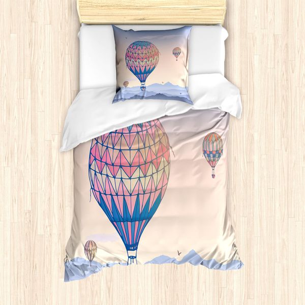 Abakuhaus Set Copripiumino Per Letto Singolo, Gradient Mountains, Antiacaro, Adatto A Chi Soffre Di Allergie, Con Federa, 135 Cm X 200 Cm - 80 X 80 Cm, Multicolore-image