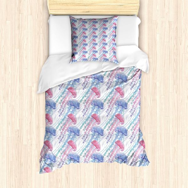 Abakuhaus Set Copripiumino Per Letto Singolo, Jiggly Animale Marino, Antiacaro, Adatto A Chi Soffre Di Allergie, Con Federa, 135 Cm X 200 Cm - 80 X 80 Cm, Multicolore-image