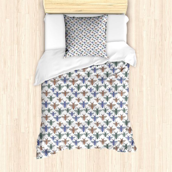 Abakuhaus Set Copripiumino Per Letti Singoli, Motivo Astratto Colorato, Antiacaro, Adatto A Chi Soffre Di Allergie, Con Federa, 135 Cm X 200 Cm - 80 X 80 Cm, Bianco Multicolore-image