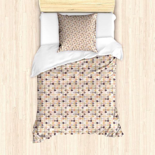 Abakuhaus Set Copripiumino Dai Colori Tenui Per Letti Singoli, A Pois Verticali, Antiacaro, Adatto A Chi Soffre Di Allergie, Con Federa, 135 Cm X 200 Cm - 80 X 80 Cm, Salmone Chiaro Multicolore-image