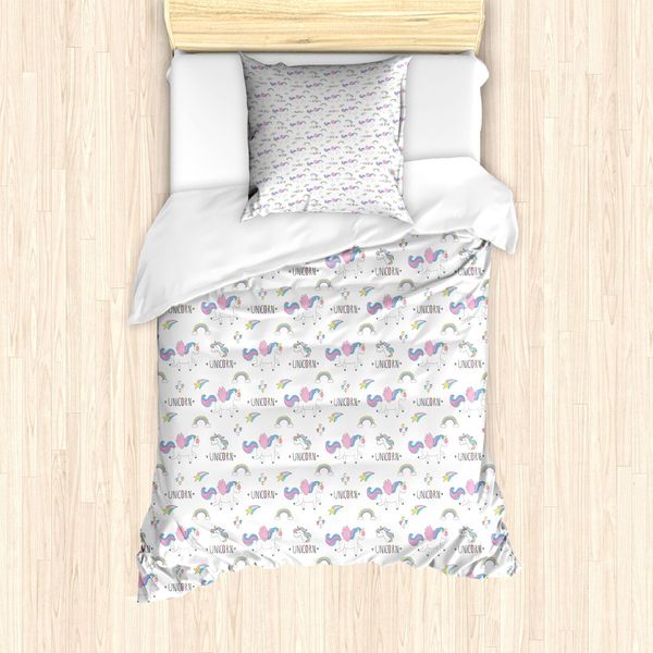 Set Copripiumino Abakuhaus Per Letti Singoli, Unicorn Party Rainbow Stars, Antiacaro, Adatto A Chi Soffre Di Allergie, Con Federa, 135 Cm X 200 Cm - 80 X 80 Cm, Multicolore-image