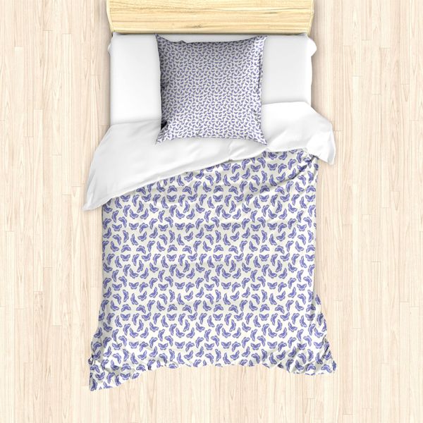 Abakuhaus Entomologia Set Copripiumino Per Letti Singoli, Mosche E Insetti Con Pois, Antiacaro, Adatto A Chi Soffre Di Allergie, Con Federa, 135 Cm X 200 Cm - 80 X 80 Cm, Blu Scuro E Bianco-image