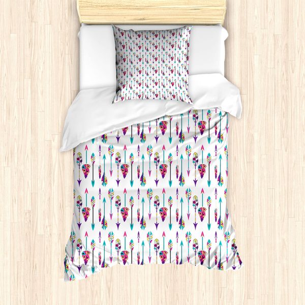 Abakuhaus Set Copripiumino Per Letti Singoli, Frecce Orientali Colorate, Antiacaro, Adatto A Chi Soffre Di Allergie, Con Federa, 135 Cm X 200 Cm - 80 X 80 Cm, Multicolore-image