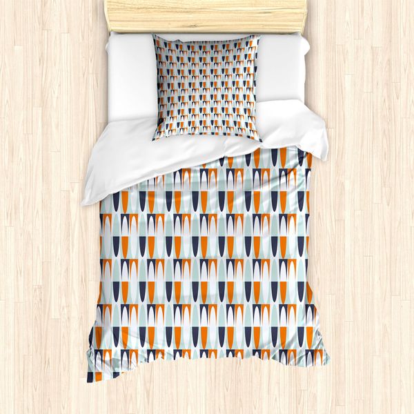 Abakuhaus Set Copripiumino Astratto Per Letti Singoli, Bicolore, Forme Rotonde Allungate, Antiacaro, Adatto A Chi Soffre Di Allergie, Con Federa, 135 Cm X 200 Cm - 80 X 80 Cm, Multicolore Viola Pastello-image