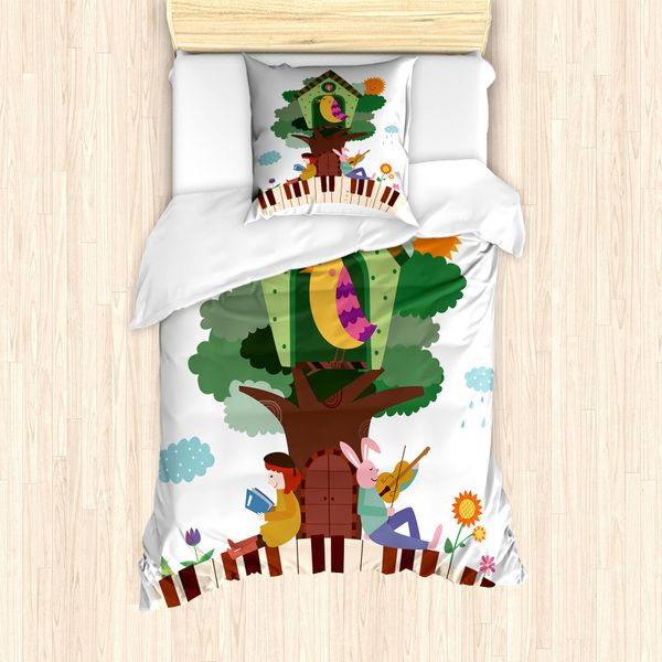 Abakuhaus Set Copripiumino Per Letti Singoli, Nido Per Animali, Antiacaro, Adatto A Chi Soffre Di Allergie, Con Federa, 135 Cm X 200 Cm - 80 X 80 Cm, Multicolore-image