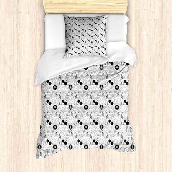 Abakuhaus Set Copripiumino Per Letti Singoli, Acrobati Circensi Vintage, Antiacaro, Adatto A Chi Soffre Di Allergie, Con Federa, 135 Cm X 200 Cm - 80 X 80 Cm, Grigio Antracite Bianco-image