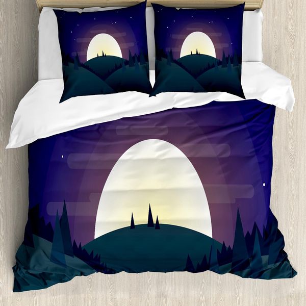 Abakuhaus Set Copripiumino A Mezzaluna Per Letti Singoli, Cielo Stellato Notturno, Antiacaro, Adatto A Chi Soffre Di Allergie, Con Federa, 155 Cm X 220 Cm - 80 X 80 Cm, Multicolore-image