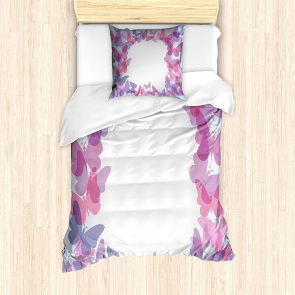Abakuhaus Set Copripiumino Per Letto Singolo, Fantasia Colori Vivaci, Antiacaro, Adatto A Chi Soffre Di Allergie, Con Federa, 135 Cm X 200 Cm - 80 X 80 Cm, Rosa, Lilla, Grigio-image
