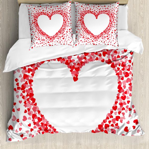 Abakuhaus Set Copripiumino Vintage Valentine Per Letti Singoli, Cuoricini, Antiacaro, Adatto A Chi Soffre Di Allergie, Con Federa, 155 Cm X 220 Cm - 80 X 80 Cm, Rosa Pastello Vermiglio-image
