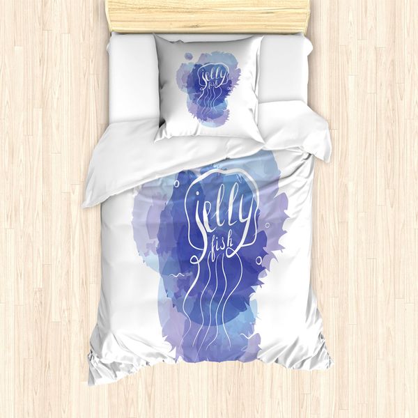 Abakuhaus Set Copripiumino Per Letti Singoli, Colore Astratto Splash, Antiacaro, Adatto A Chi Soffre Di Allergie, Con Federa, 135 Cm X 200 Cm - 80 X 80 Cm, Ceil Blu Bianco-image