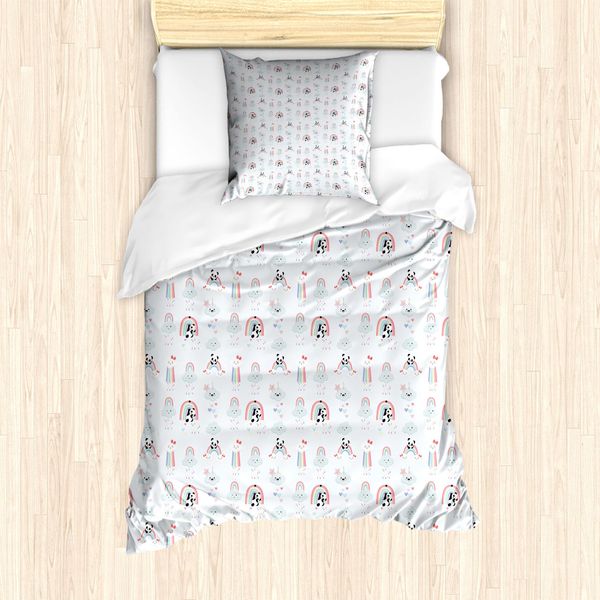 Abakuhaus Set Copripiumino Per Letto Singolo, Unicorno, Nuvole, Pioggia, Cuori, Antiacaro, Adatto A Chi Soffre Di Allergie, Con Federa, 135 Cm X 200 Cm - 80 X 80 Cm, Multicolore-image
