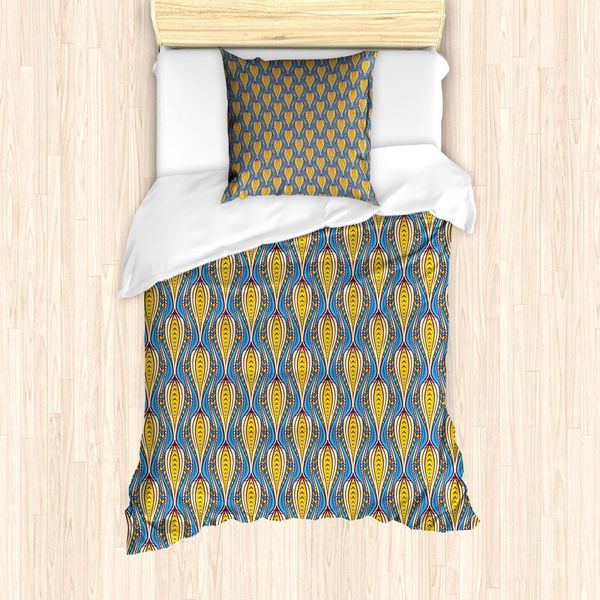 Abakuhaus Set Copripiumino Astratto Per Letti Singoli, Decorazione Rotonda Retrò, Antiacaro, Adatto A Chi Soffre Di Allergie, Con Federa, 135 Cm X 200 Cm - 80 X 80 Cm, Multicolore-image